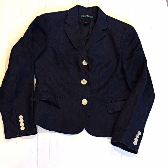 Lauren Ralph Lauren Jackets & Blazers - Ralph Lauren Navy Blazer Padded Shoulders Buttons Lined Preppy Old Money 8